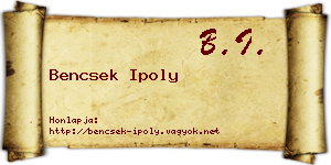 Bencsek Ipoly névjegykártya